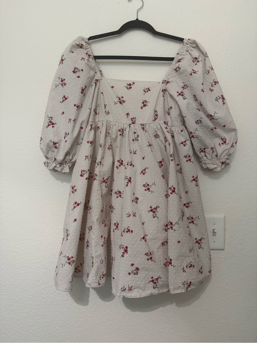Altar'd State Cream Mini Dress with Red Floral Print